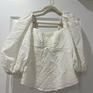 ALC White Ruffled Puff Sleeve Blouse